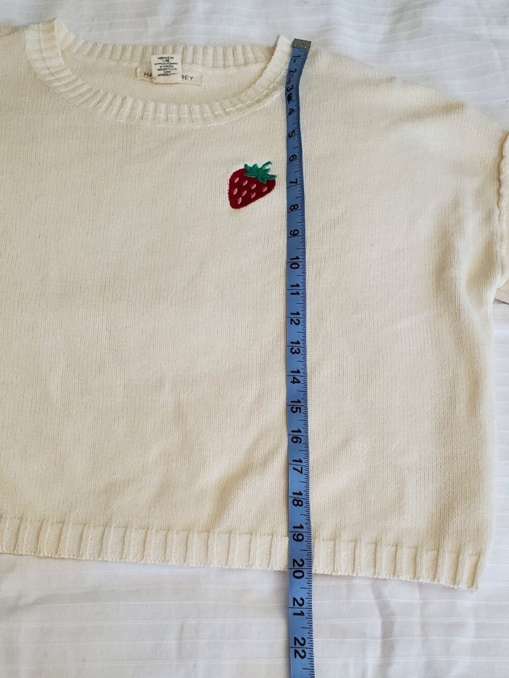 Happily Grey Crew Neck Cotton Blend Sweater with Strawberry - Picture 6 of 7
